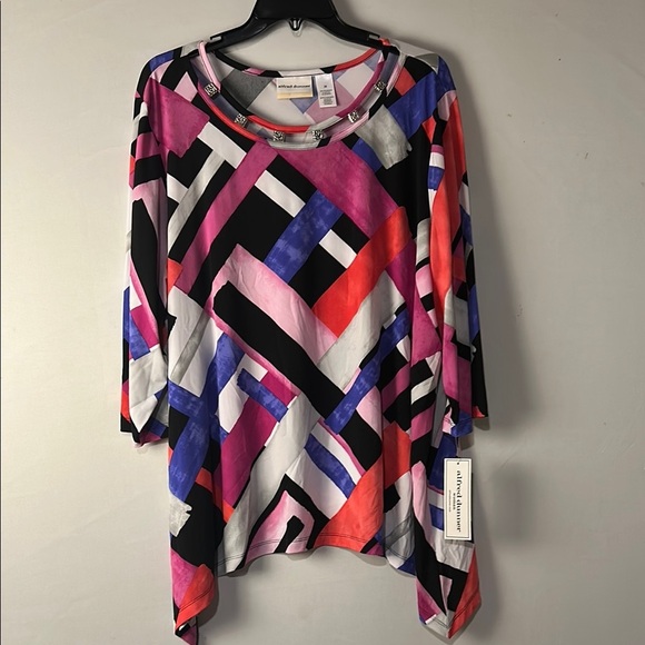 Alfred Dunner Dunner Asymmetric Women’s Top Tunic 3/4 Sleeve Size 3XL NWT - Picture 9 of 11